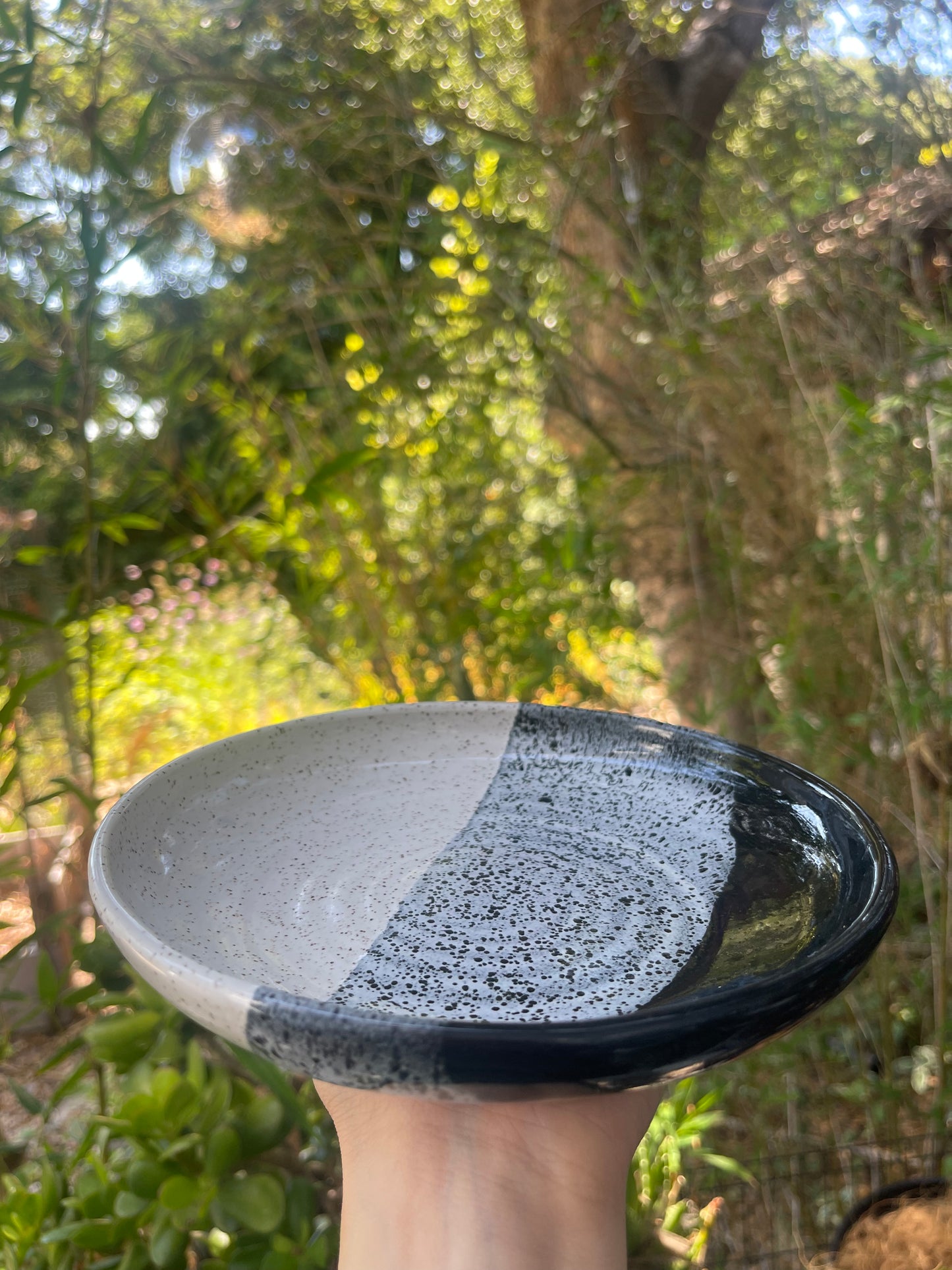 2 PC. B&W PLANTER WITH PLATE