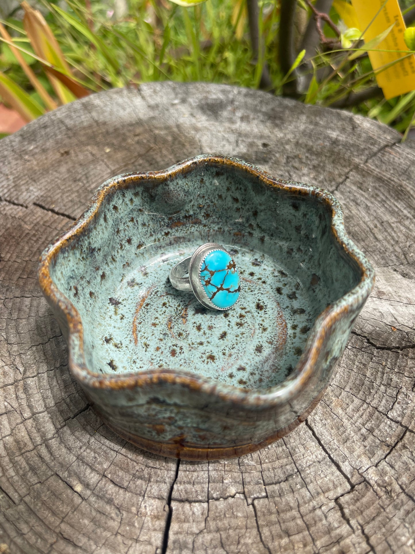 turkish satin flowered jewelry dish