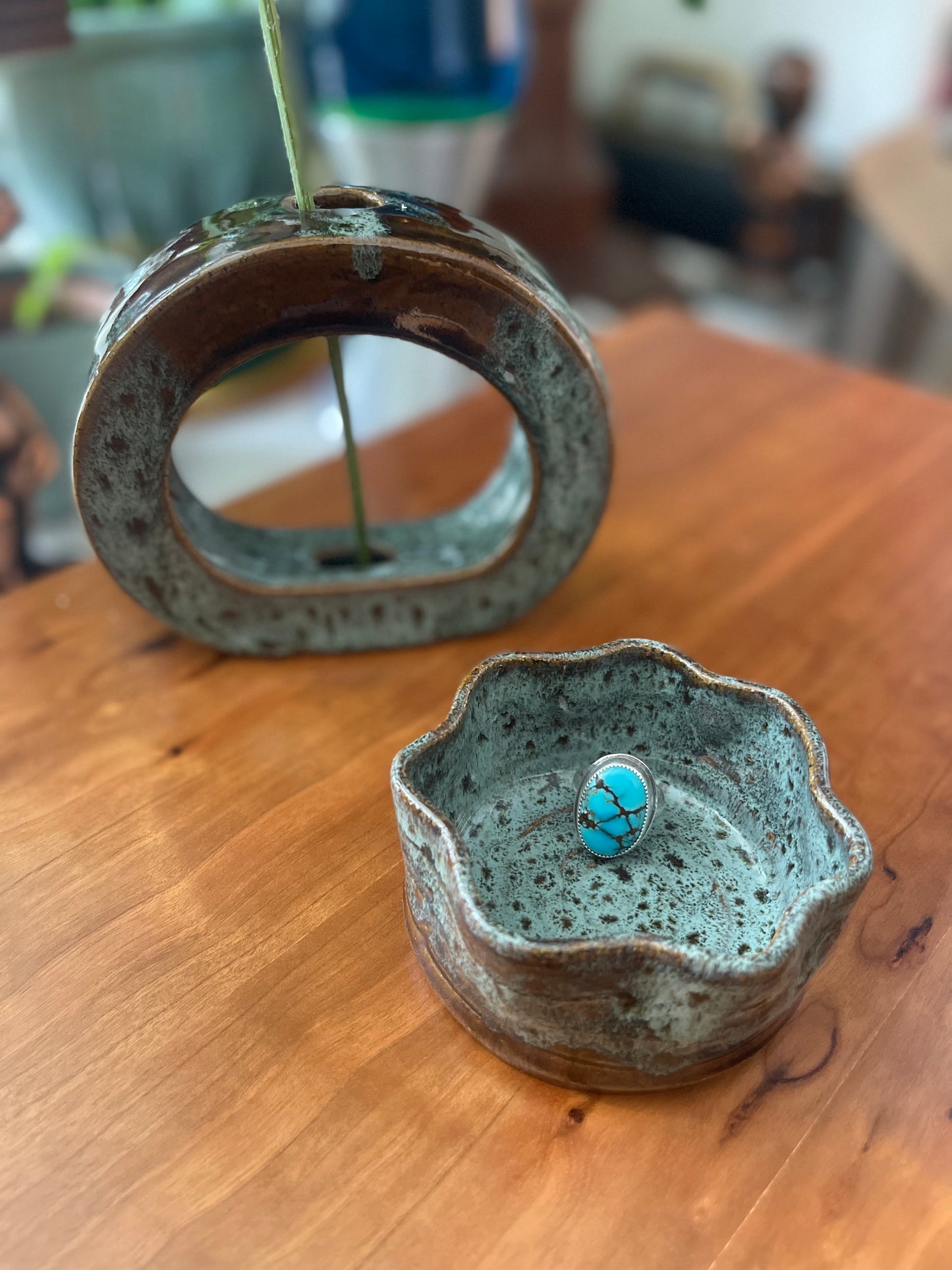 TURKISH SATIN FLOWERED JEWELRY DISH